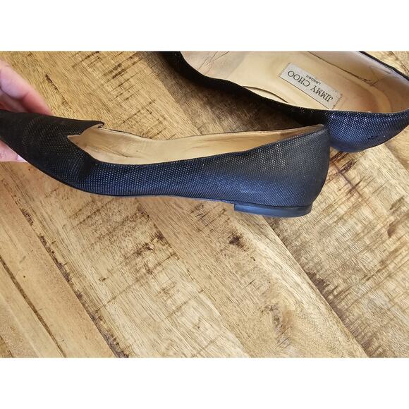 Jimmy Choo Ballet Flats Pointed Toe Women's Size 37/7 Slip On Black - Picture 6 of 16